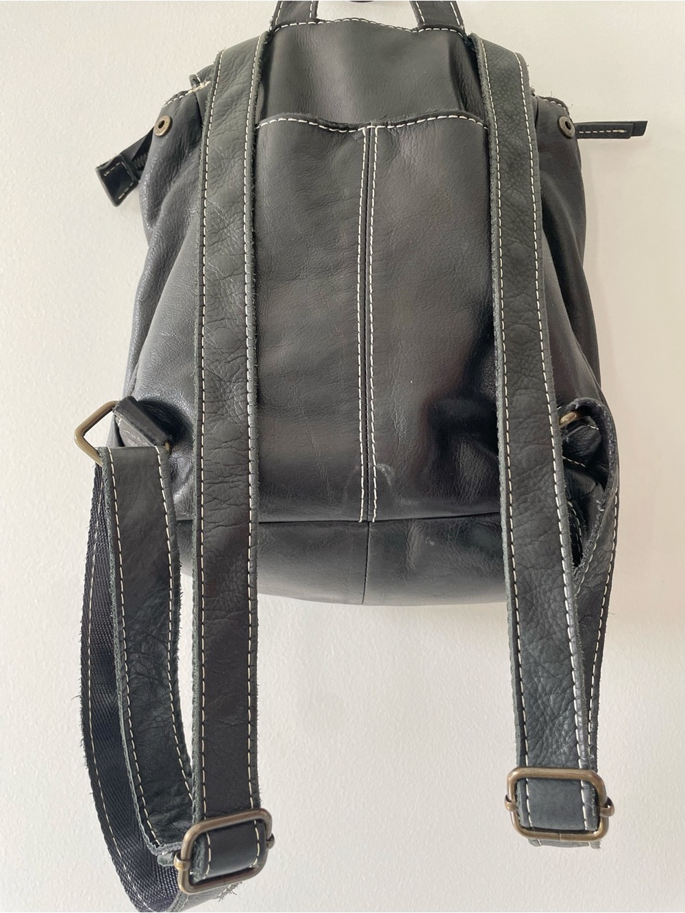 American Leather Co Black Leather Backpack Minimalist Everyday Bag - Picture 7 of 16